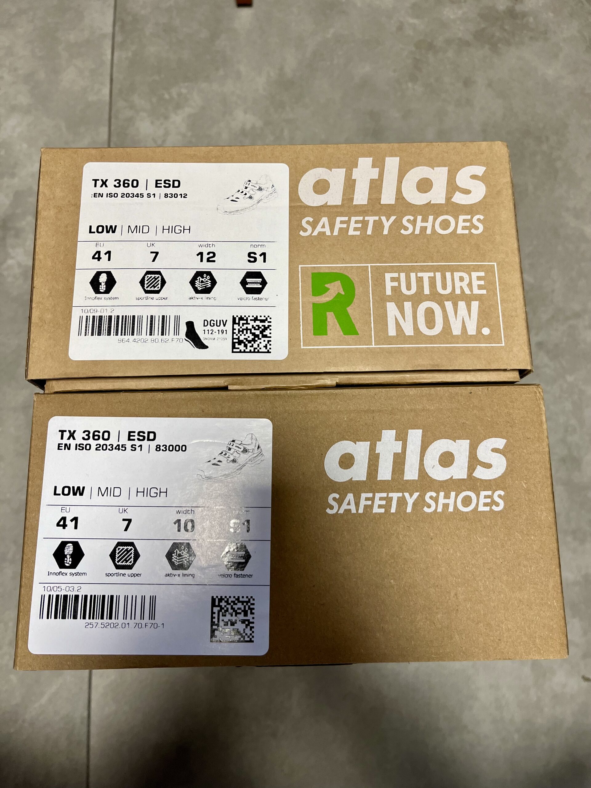 Porównanie butów roboczych w różnych tęgościach – standardowej i szerokiej